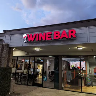 the front of a wine bar