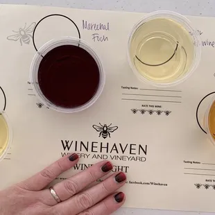 Custom fight: Riesling, Merechal Foch, Stinger honey wine, Slippery Slope Ice wine