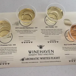White aromatic wines flight
