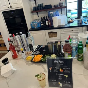 Custom cocktail menu and set up for a surprise birthday party.