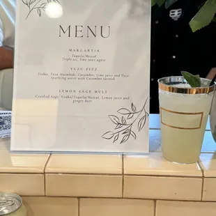 Custom cocktail menu for a birthday party.