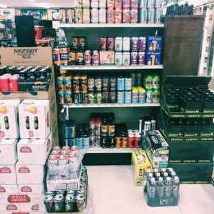 a variety of beverages on display