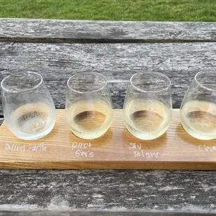 Dry white wine flight
