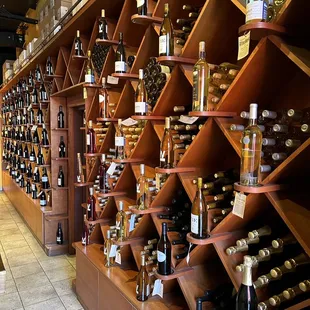 shelves of wine and condiments