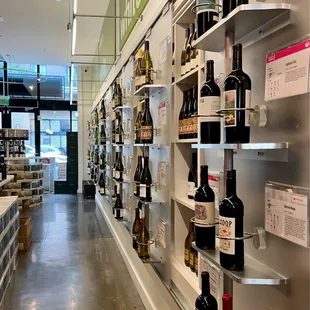 shelves of wine in a store