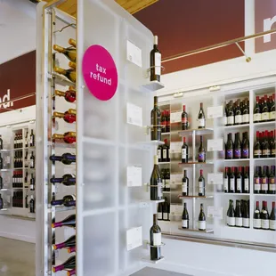 a display of wine bottles in a store