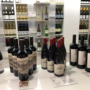 bottles of wine on a counter