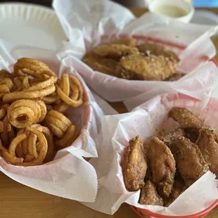 Curly Fries and Old Bay Butter Garlic
