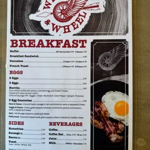 Breakfast menu.