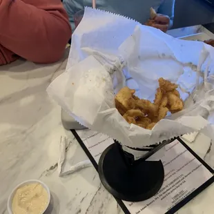 Calamari appetizers was just bland.