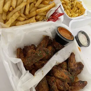 Honey garlic buffalo and Cajun garlic buffalo