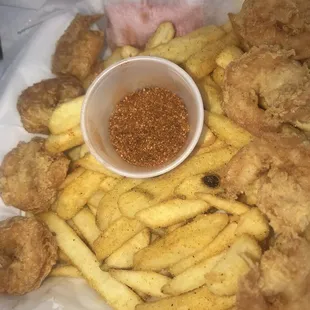 Shrimp and fries basket