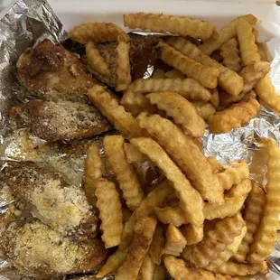 Spicy garlic parmesan and fries