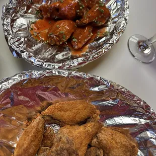 Spicy right on the right and hot lemon pepper on the left