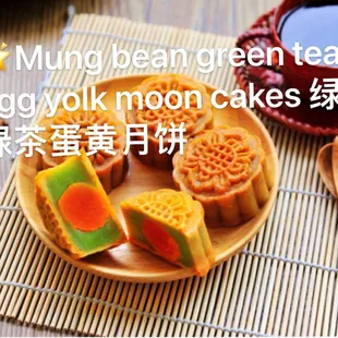 a plate of moon cakes