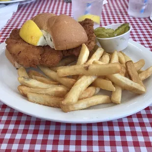 Schnitzel sandwich aka breaded pork tenderloin. Very good!
