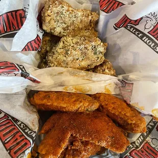 Garlic Parmesan and Dry Cajun wings