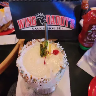 Picture Perfect Pina Colada at Wing Daddy's on N. Mesa for an Awesome Game Day Sunday Drink!!!