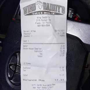 Receipt of purchase