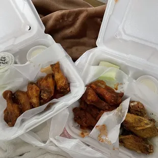 Lemon pepper, mango habanero, and buffalo.