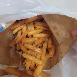 french fries in a paper bag