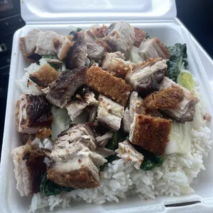 Crispy pork with rice plate