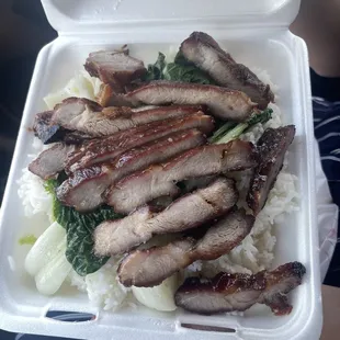 BBQ pork with rice plate