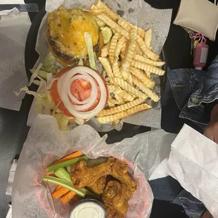 Bayou Bone-In Wings and Turkey Burger