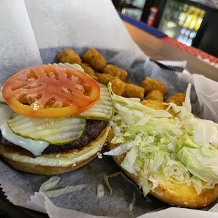 Burger with Tots