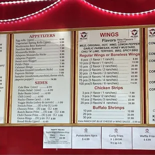 Wall menu
