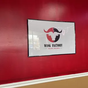 Inside restaurant framed branding sign
