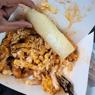 Buffalo fries and garlic bread