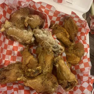 Dry rubs: Cajun, lemon pepper, garlic Parmesan