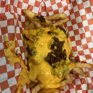 Burned fries and chili on these rock and roll fries for $4.99. Don't eat this garbage.