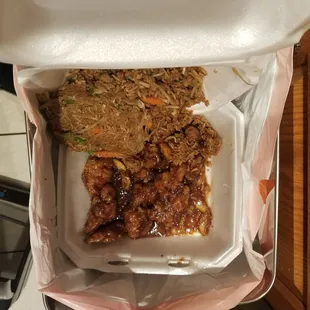 a take out box of food