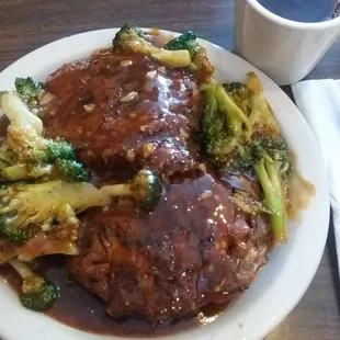 My own menu item here: Keto-friendly Shrimp Egg Foo Yung &amp; Broccoli. Hole-in-the-wall, but 2 old school bros from Hong Kong the real deal.