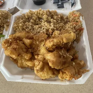 Sweet and sour chix and almond chix