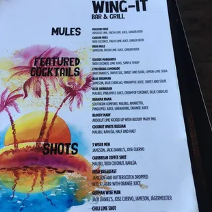 Drink menu