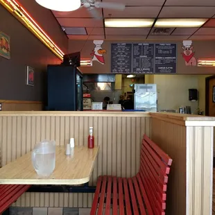 a view of the inside of a restaurant