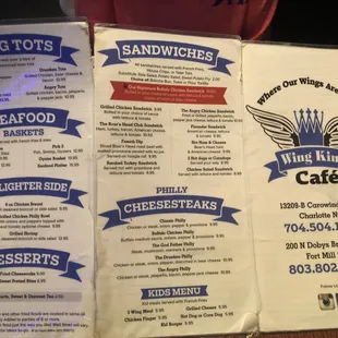 Wing King Menu
