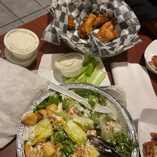 Chicken salad, traditional wings