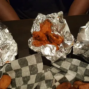 Hot gold were delish, spicy garlic and something asian on left