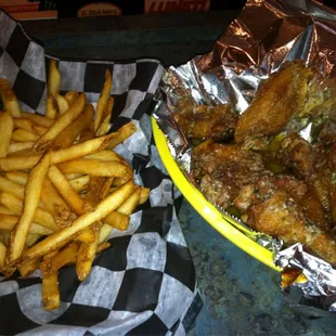 $7 lunch special. A pound of wings and a small fry.