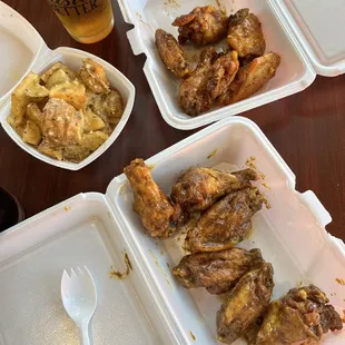 chicken wings in a styrofoam container