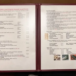 Gluten free menu