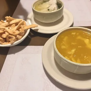 Egg drop soup and wonton soup