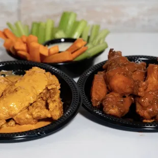 Tenders, wings and veggies