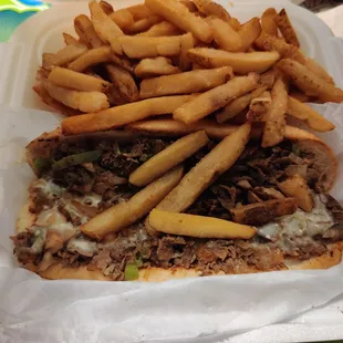 Philly cheese steak with fries