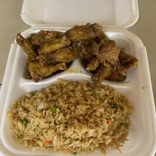 Honey Lemon Pepper Wings and Fried Rice