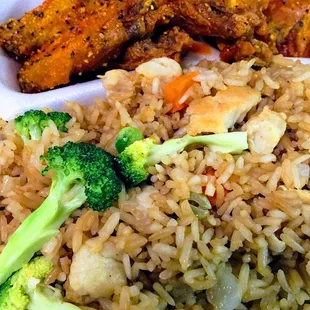 Fried rice  &amp; spicy  lemon pepper chicken